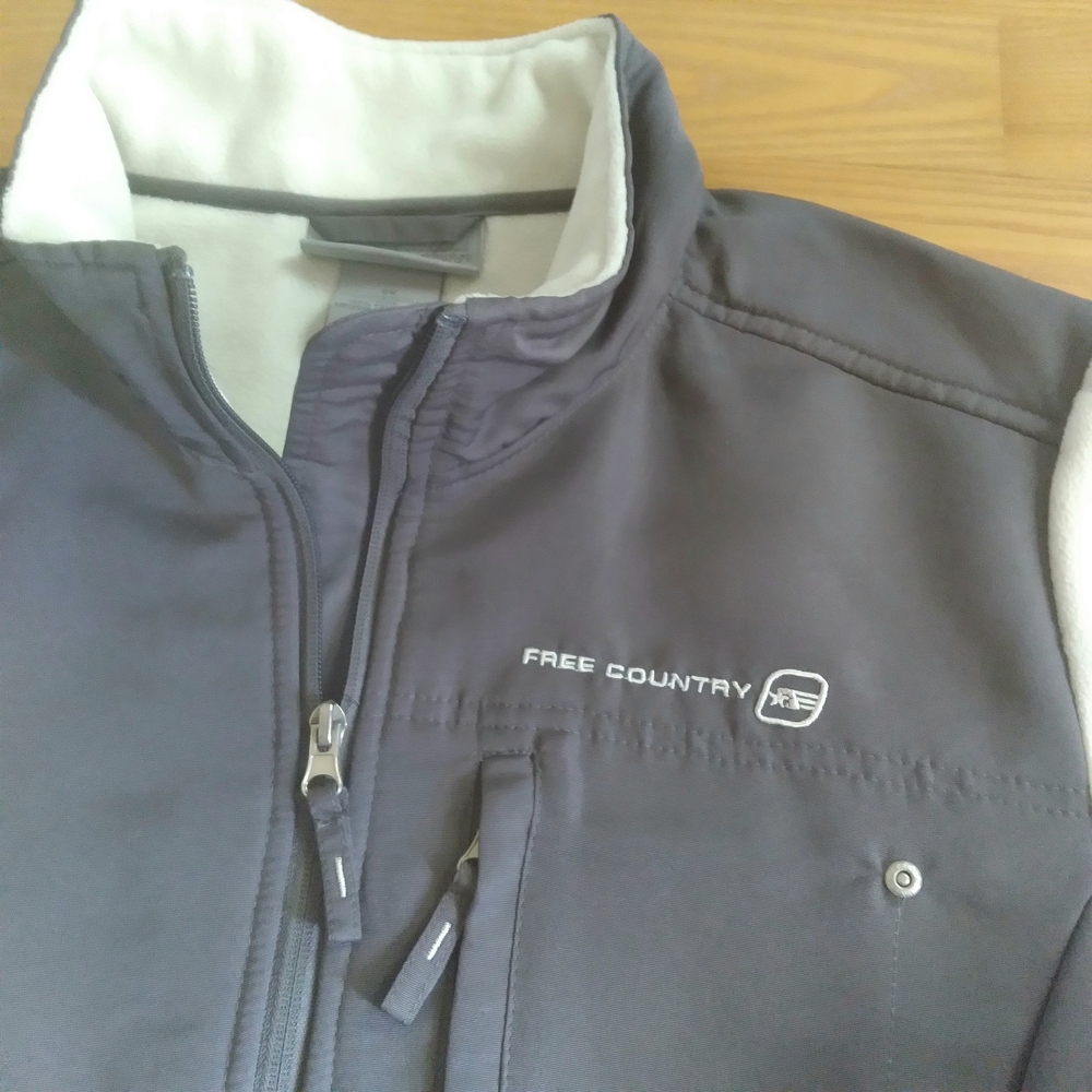 Free Country Men's Cream Gray Outdoors Fleece Soft Shell Gorpcore‎ Winter Jacket - Picture 2 of 12